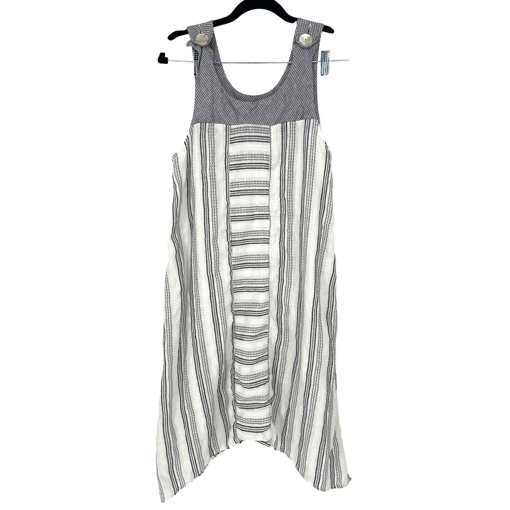 Habitat Clothes To Live In Striped Gingham Sharkbite Dress Black White Cottage